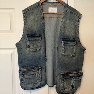 Fashion Nova Men’s Denim Utility Fashion Vest (S/M)